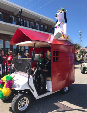 Snoopy Float in Mardi Gras Pet Parade