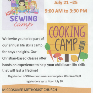 Kids Cooking and Sewing Camp at Miccosukee UMC