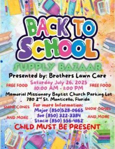 07/26: Back to School Supply Bazaar with Brother's Lawn Care