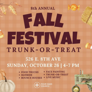 10/26:  Four Oaks Midtown Fall Festival and Trunk-or-Treat