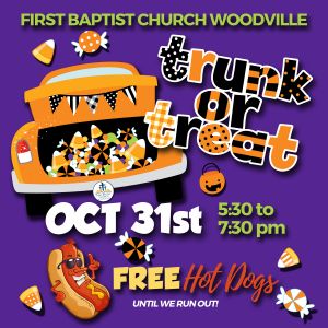 10/31: Trunk or Treat at First Baptist Church Woodville