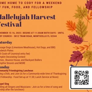 11/15-11/16: Hallelujah Harvest Festival with Cody Church