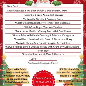 12/14: Brunch with Santa at Southwood Golf Club