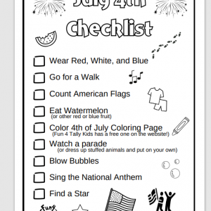 Activity Checklist from Fun 4 Tally Kids
